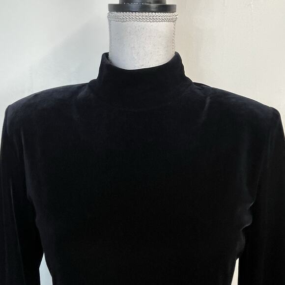 K.C. Spencer New York Dress Women's Petite Size 6 Black Velour Vintage Evening - Picture 4 of 8